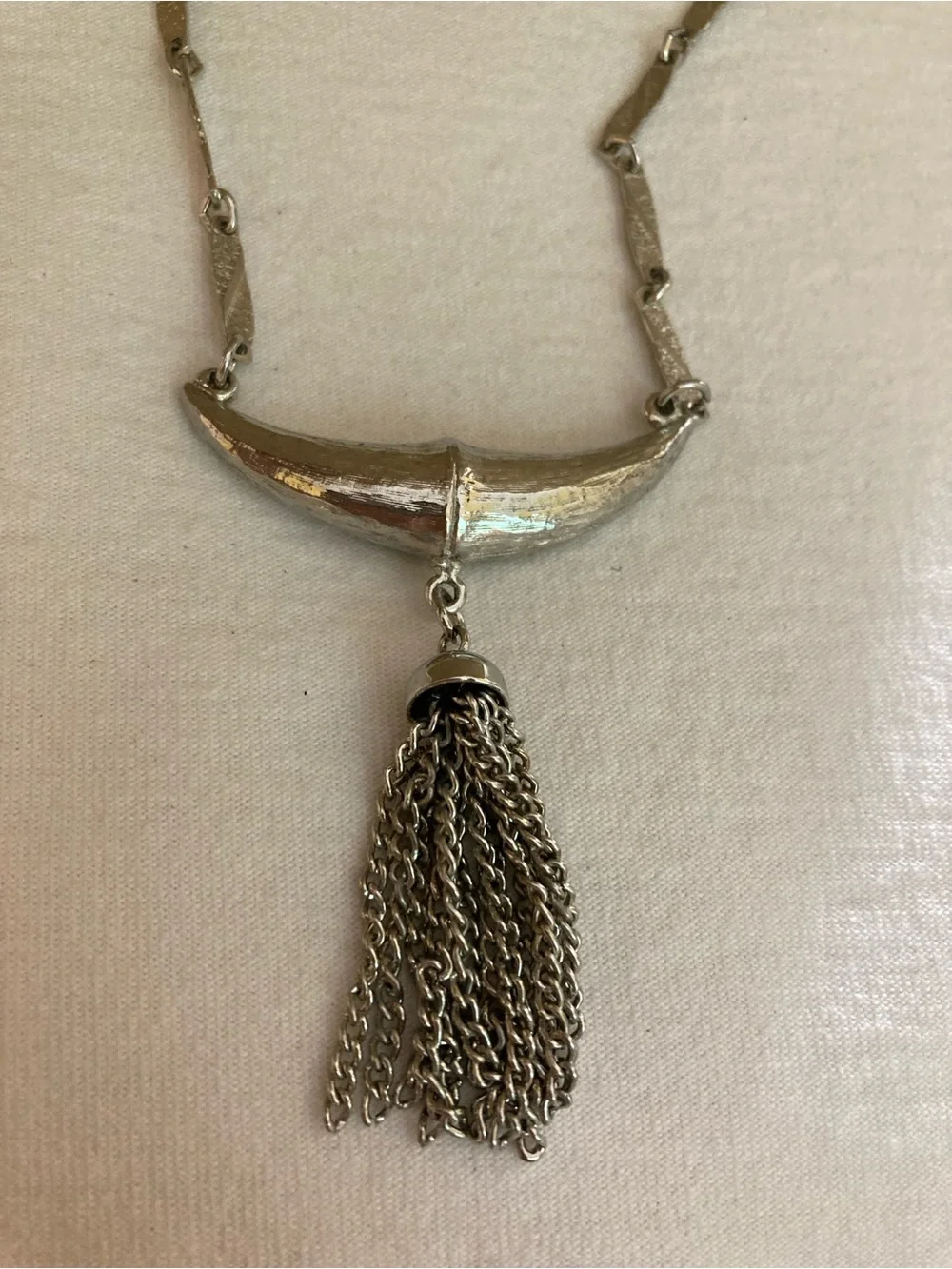 Vintage Silver Tone Fancy Chain Necklace